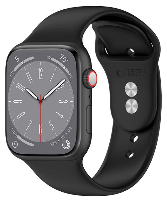 Tech-Protect Silikonarmband für Apple Watch 42mm / 41mm / 40mm Serie, Schwarz
