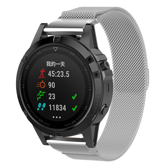 Techsuit W009 Armband für Garmin Watch Fenix Serie, 26mm, Silber