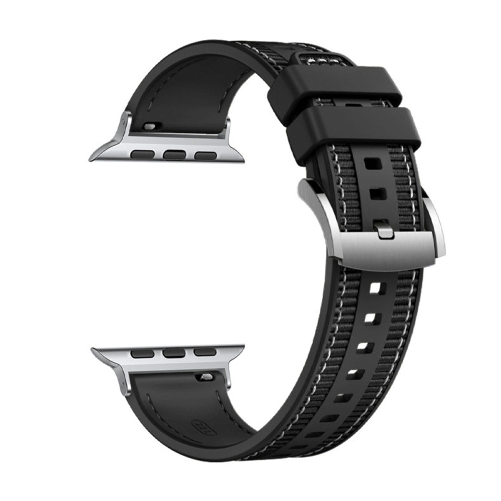 Techsuit W051 Armband für Apple Watch 42mm / 41mm / 40mm / 38mm Serie, Schwarz