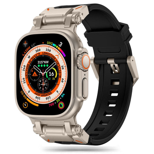 Techsuit W064 Armband für Apple Watch 49mm / 46mm / 45mm / 44mm / 42mm Serie, Schwarz Silber