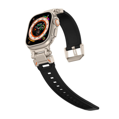 Techsuit W064 Armband für Apple Watch 49mm / 46mm / 45mm / 44mm / 42mm Serie, Schwarz Silber