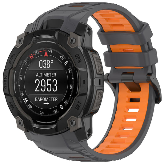 Techsuit W077 Armband für Garmin Instinct 3 45mm Solar / Instinct 3 45mm, Grau Orange