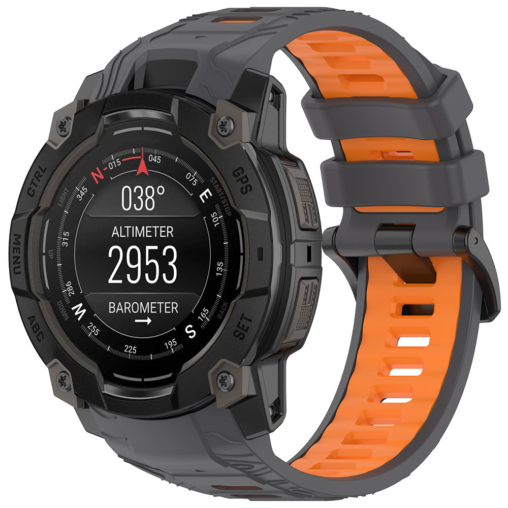 Techsuit W077 Armband für Garmin Instinct 3 50mm Solar / Instinct 3 50mm, Grau Orange