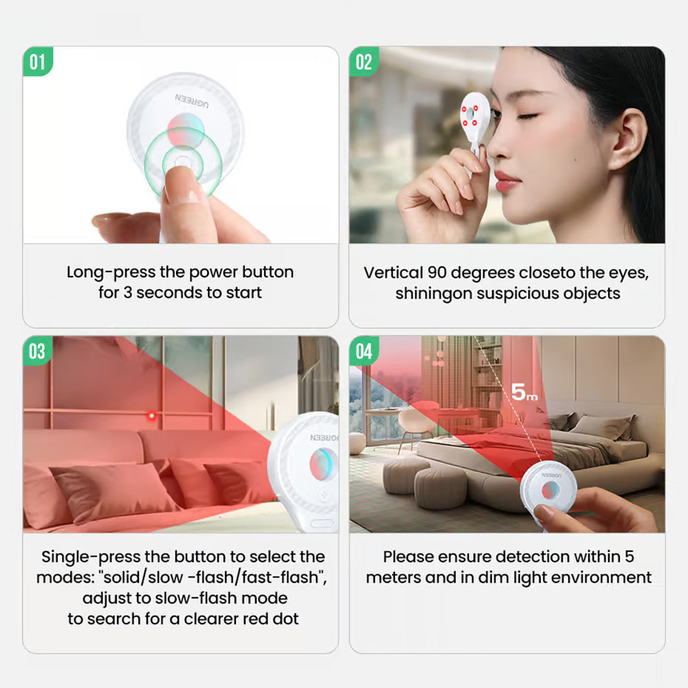 Versteckte Kamera Detektor UGREEN LP793 (35579), Schwarz