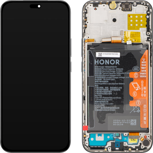 Display mit Touchscreen Honor X8c, mit Rahmen und Akku, Schwarz (Midnight Black), Service Pack 0235AMXP