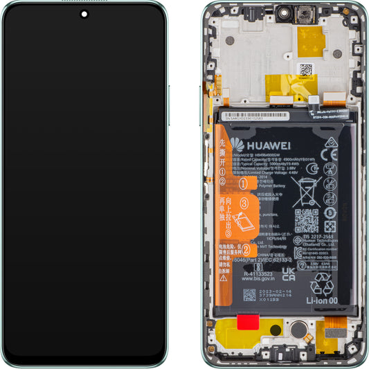 Display mit Touchscreen Huawei nova Y90, mit Rahmen und Akku, Grün (Smaragdgrün), Service Pack 02355ARG