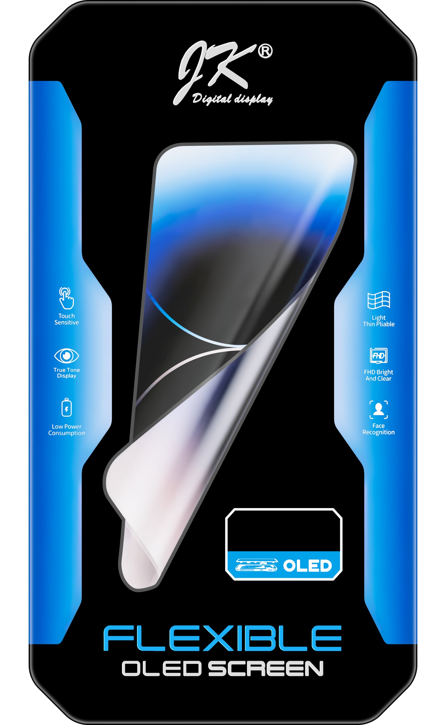 JK Touchscreen Display für Apple iPhone 13, mit Rahmen, OLED IC bewegliche Version, Schwarz 