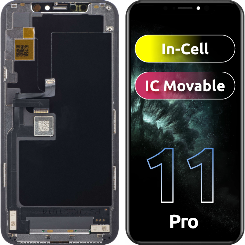 JK Touchscreen Display für Apple iPhone 11 Pro, mit Rahmen, In-Cell LCD Version, Schwarz
