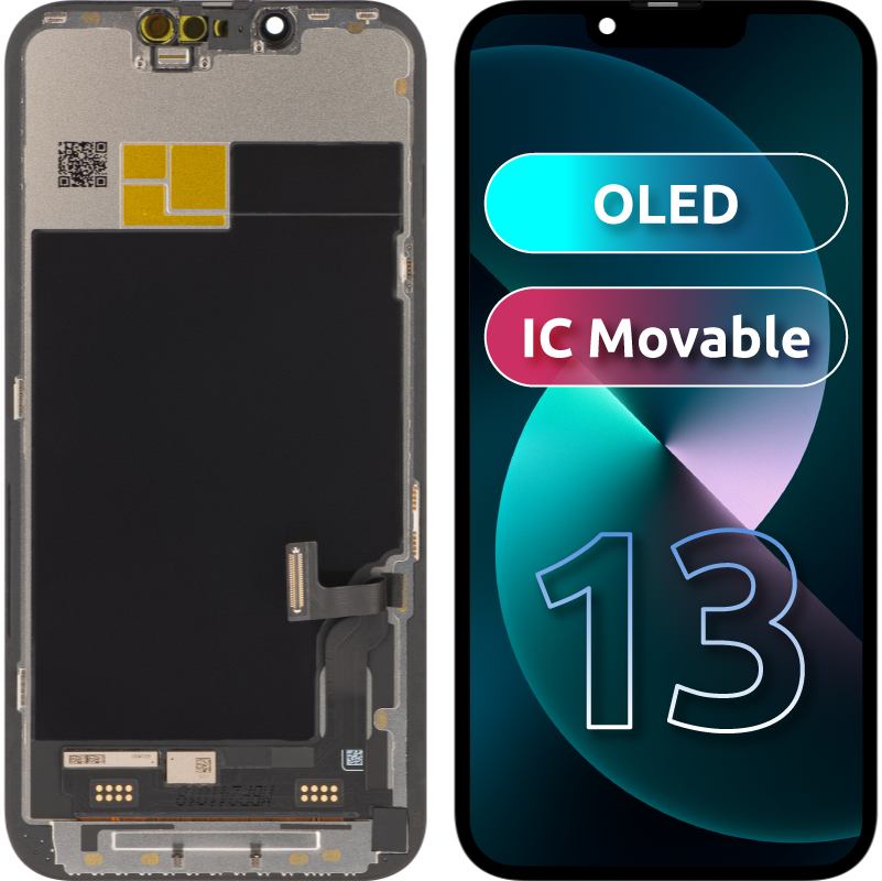 JK Touchscreen Display für Apple iPhone 13, mit Rahmen, OLED IC bewegliche Version, Schwarz 