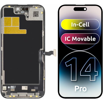 JK Touchscreen Display für Apple iPhone 14 Pro, mit Rahmen, In-Cell IC Movable LCD Version, Schwarz 