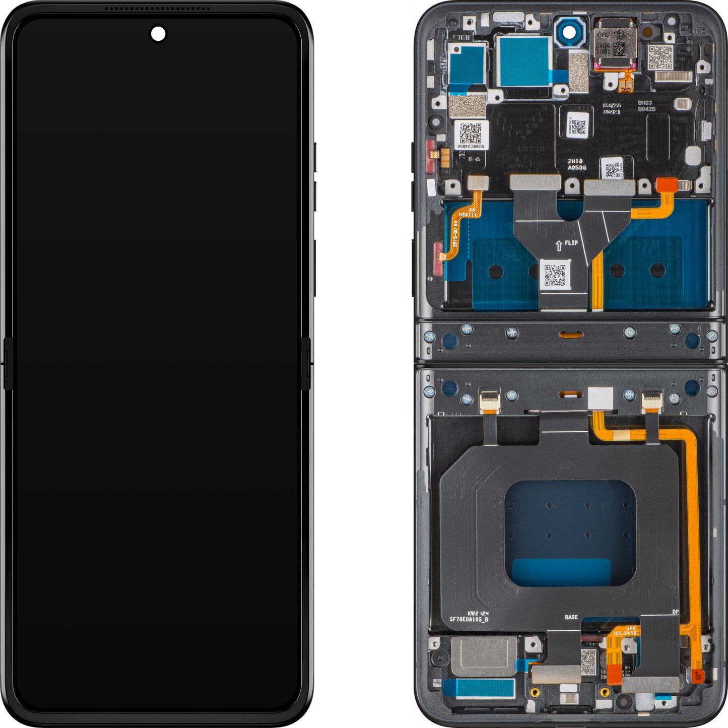 Display mit Touchscreen Motorola Razr 2024 / Razr 50, mit Rahmen, Sub Inner, Grau (Steel Wool), Service Pack 5D68C24806