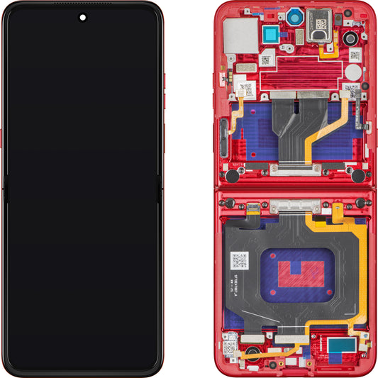 Display mit Touchscreen Motorola Razr 60 Ultra, mit Rahmen, Unter Inner, Rot (Rio Red), Service Pack 5D68C30153