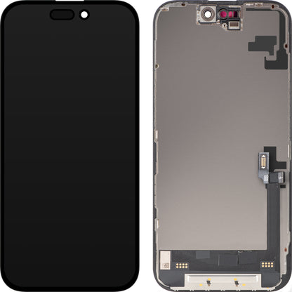 Display mit MP Touchscreen kompatibel mit Apple iPhone 16, mit Rahmen, Soft OLED FHD Diagnostic Version, Schwarz