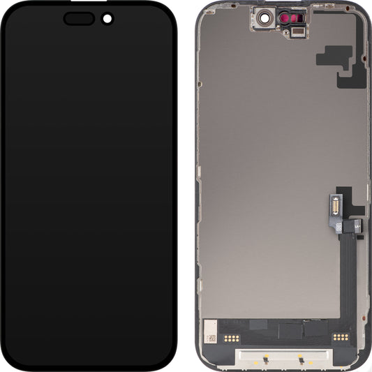 MP Touchscreen Display compatible with Apple iPhone 16, with Frame, Soft OLED FHD Diagnostic Version, Black