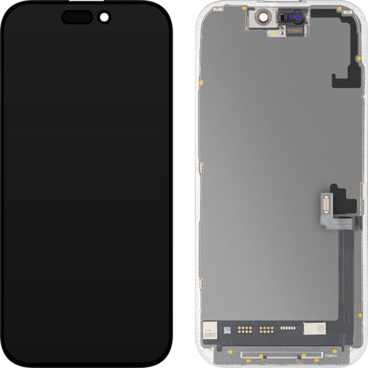 MP Touchscreen-Display kompatibel mit Apple iPhone 17, mit Rahmen, Soft OLED FHD 120Hz IC Movable Version, Schwarz