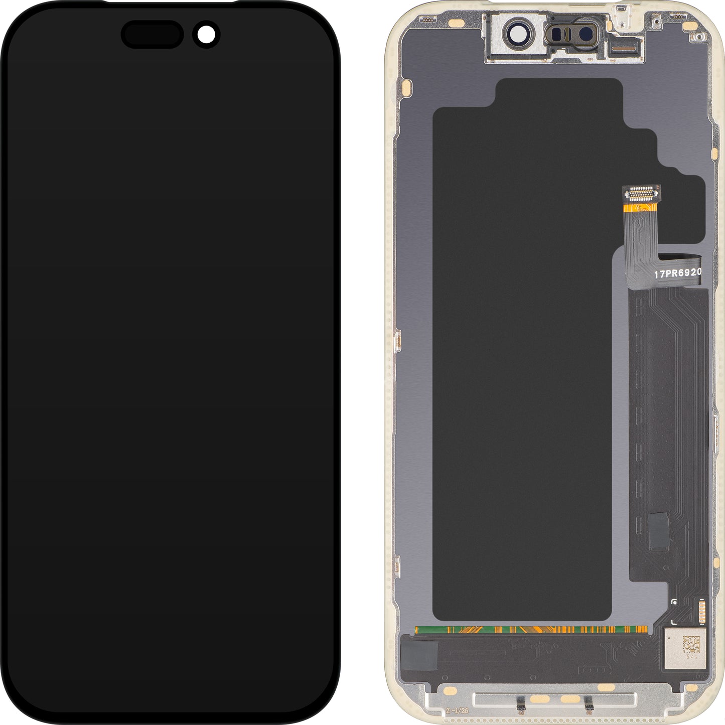 MP Touchscreen-Display kompatibel mit Apple iPhone 17 Pro, mit Rahmen, OLED FHD IC Movable Version, Schwarz