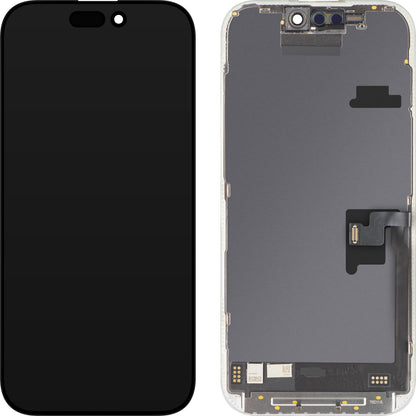 Display mit MP Touchscreen kompatibel mit Apple iPhone 16 Pro, mit Rahmen, Soft OLED FHD 120Hz IC Movable, Schwarz
