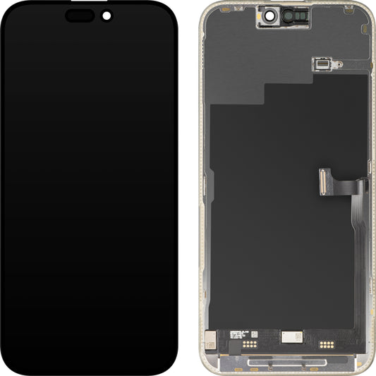 MP Touchscreen Display compatible with Apple iPhone 15 Pro Max, with Frame, Premium Soft OLED FHD 120Hz Version, Black, Refurbished