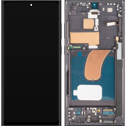 MP-Touchscreen-Display kompatibel mit Samsung Galaxy S23 Ultra S918, mit Rahmen, OLED-Version, Schwarz, Swap