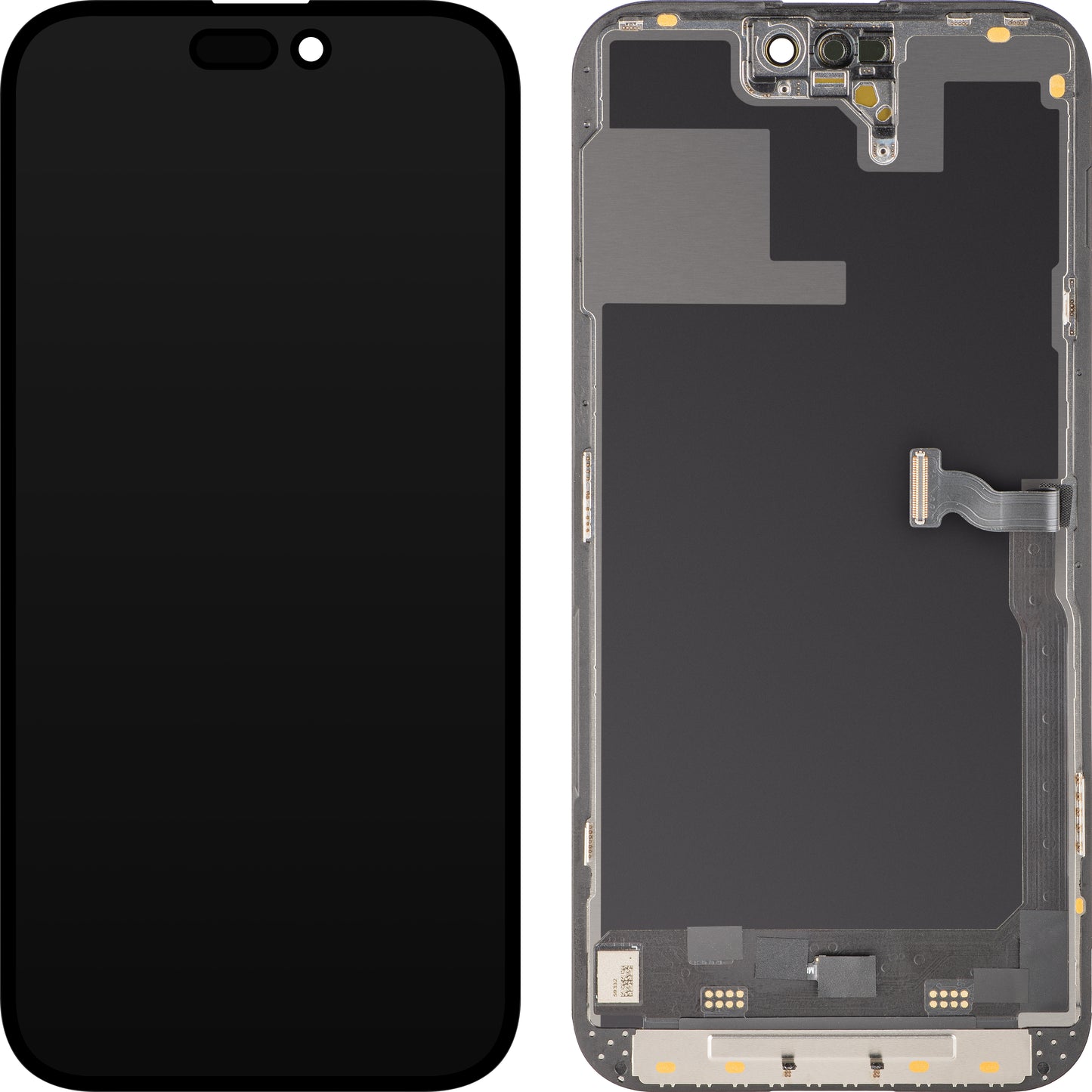 Display mit MP Touchscreen kompatibel mit Apple iPhone 14 Pro, mit Rahmen, Soft OLED 120Hz FHD Diagnostic Version, Schwarz, Swap