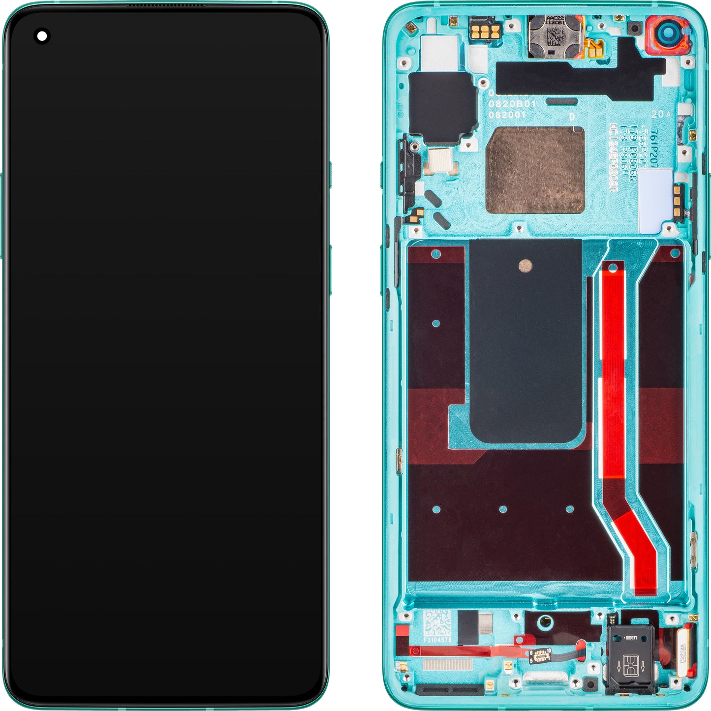 Display with Touchscreen OnePlus 8T, with Frame, Green (Aquamarine Green), Service Pack 2011100214