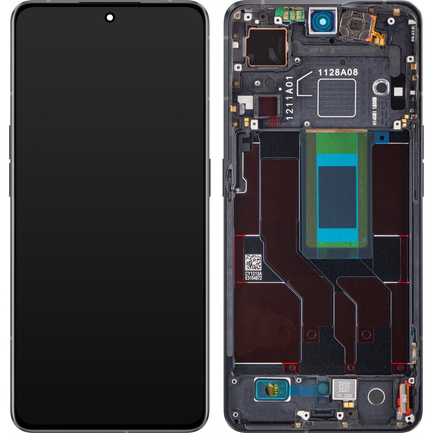 Display with Touchscreen Oppo Reno8 Pro+ / Reno8 Pro, with Frame, Black, Service Pack 4130263