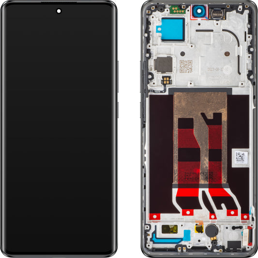 Display mit Touchscreen Oppo Reno10 Pro, mit Rahmen, Schwarz (Silbergrau), Service Pack 621029000057