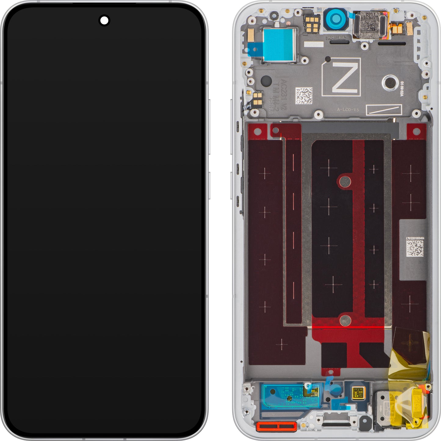 Display mit Touchscreen Oppo Reno13, mit Rahmen, Weiß (Plume White), Service Pack 621029000429