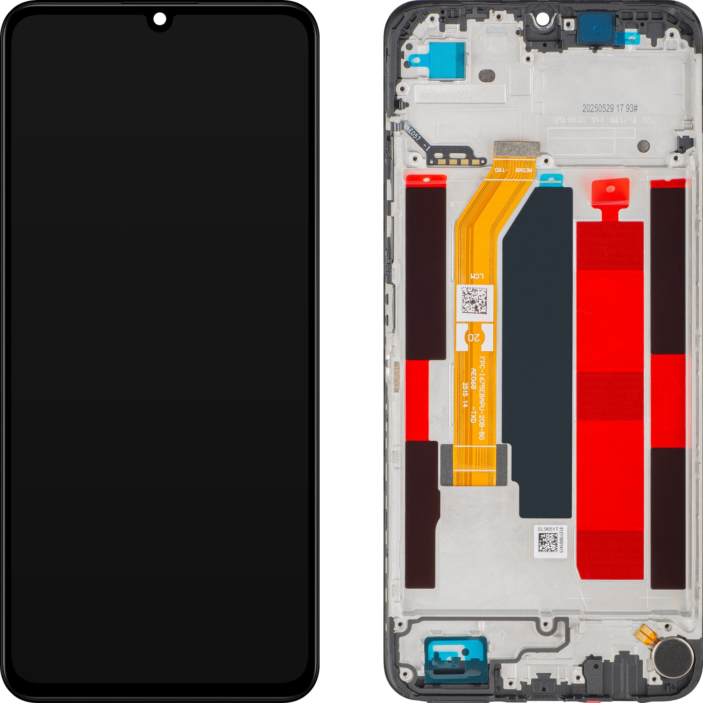 Display mit Touchscreen Realme Note 70T, mit Rahmen, Schwarz (Obsidian Black), Service Pack 621029000609