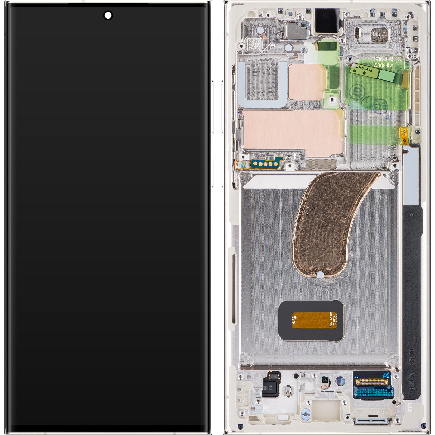 Display with Touchscreen Samsung Galaxy S23 Ultra S918, with Frame, White (Cream), Service Pack GH82-30466B