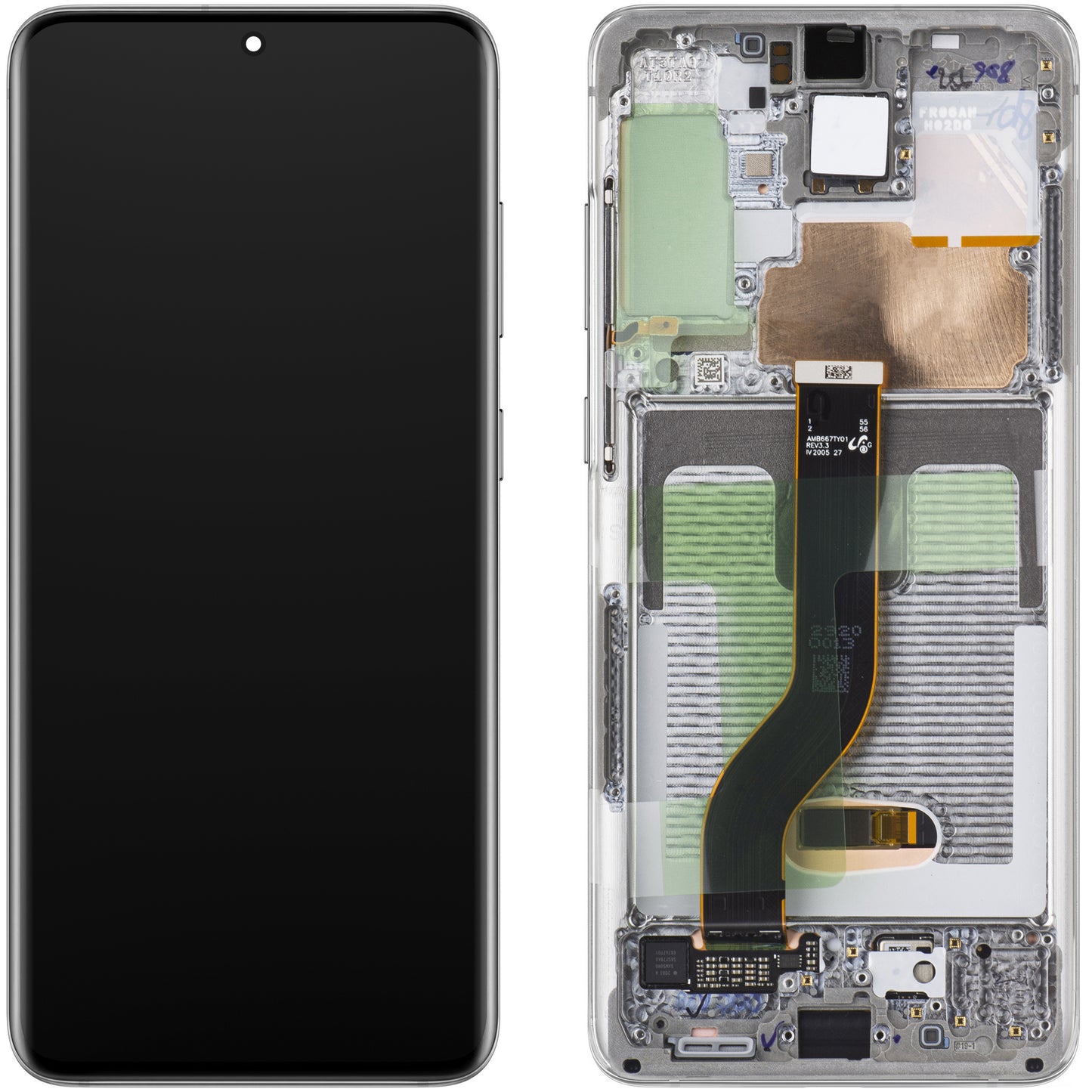 Display mit Touchscreen für Samsung Galaxy S20+ 5G G986 / S20+ G985, mit Rahmen, Weiß (Cloud White), Service Pack GH82-31441B