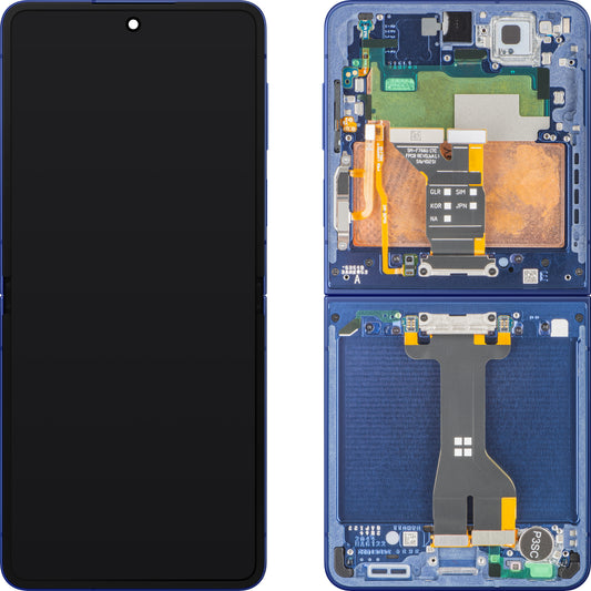 Display mit Touchscreen Samsung Galaxy Z Flip7 F766, mit Rahmen, Unter Inner, Blau (Blue Shadow), Service Pack GH82-37581A