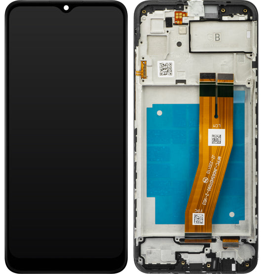 Touchscreen Display Samsung Galaxy A03 A035, mit Rahmen, Version F, Schwarz, Service Pack GH81-21625A