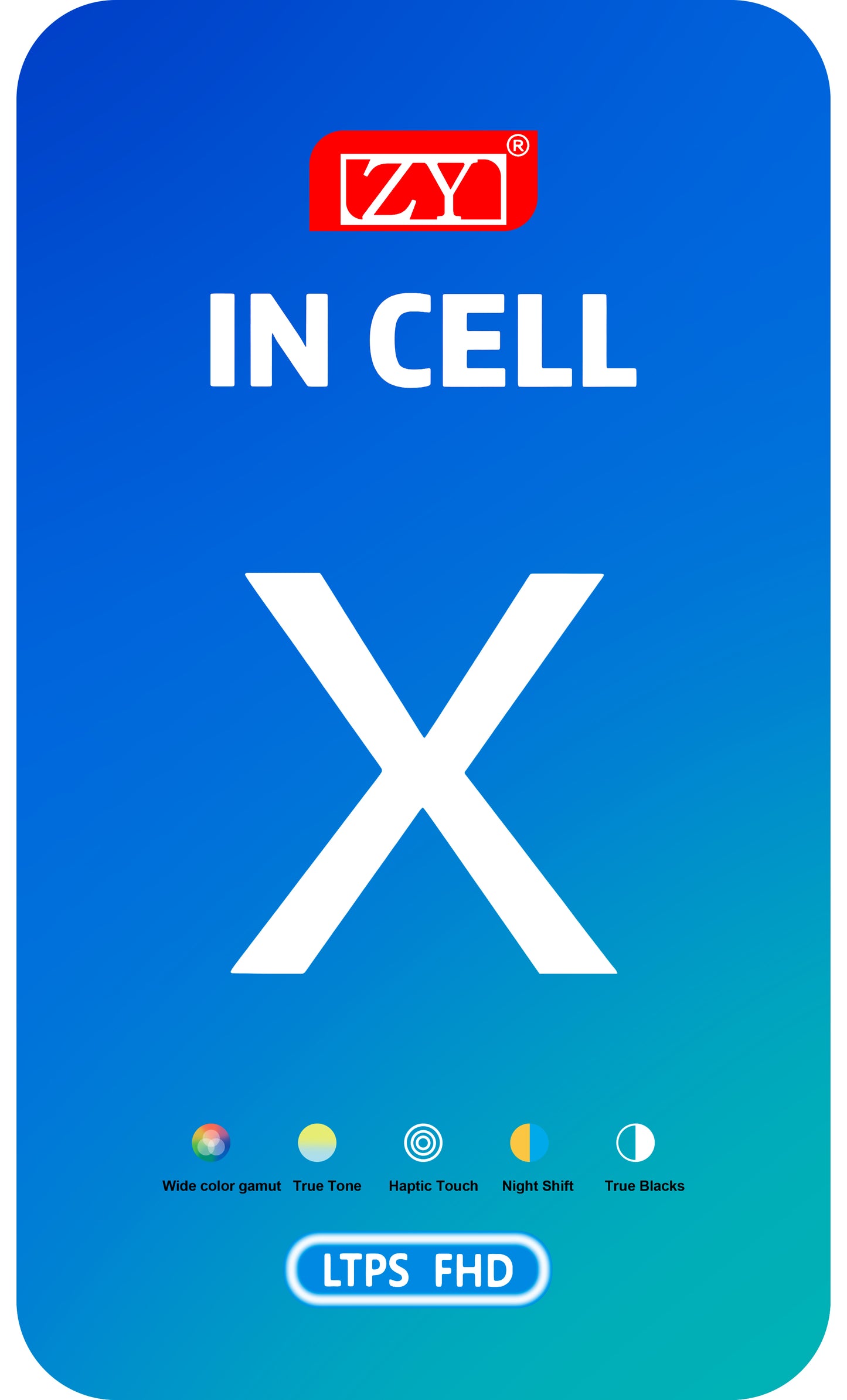 ZY Touchscreen Display für Apple iPhone X, mit Rahmen, In-Cell LCD Version, Schwarz
