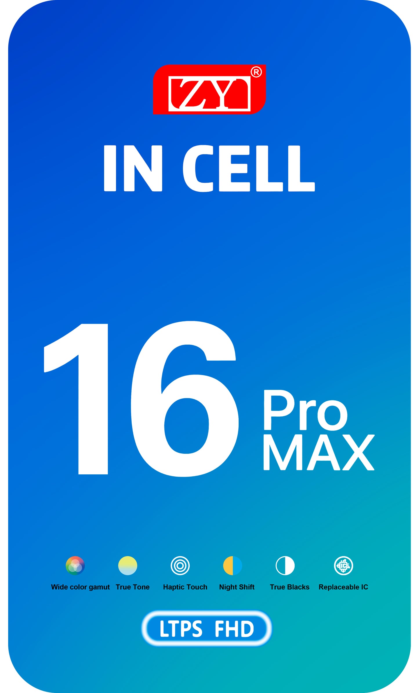 Display mit Touchscreen ZY für Apple iPhone 16 Pro Max, mit Rahmen, LCD In-Cell IC Movable Version, Schwarz