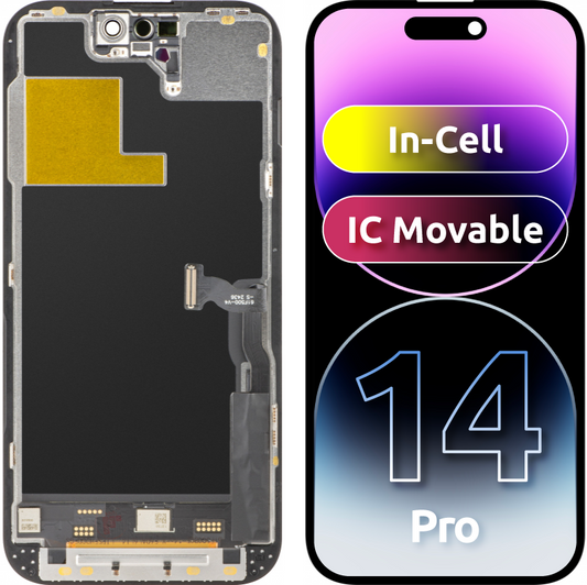 ZY Touchscreen Display für Apple iPhone 14 Pro, mit Rahmen, In-Cell IC Movable LCD Version, Schwarz 