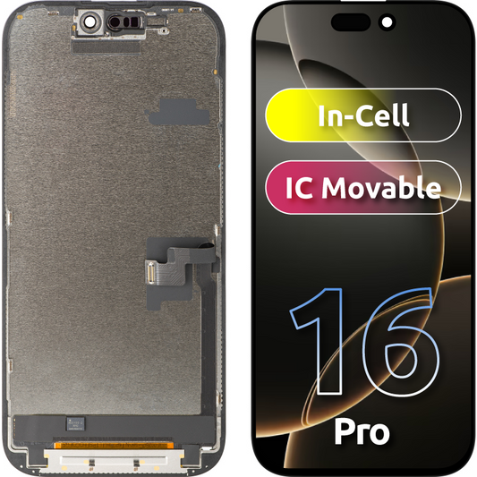Display mit Touchscreen ZY für Apple iPhone 16 Pro, mit Rahmen, LCD In-Cell IC Movable Version, Schwarz