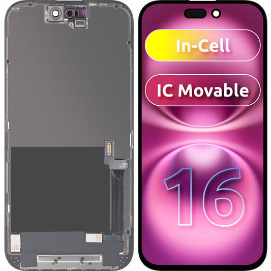 ZY Touchscreen Display for Apple iPhone 16, with Frame, Movable In-Cell IC LCD Version, Black