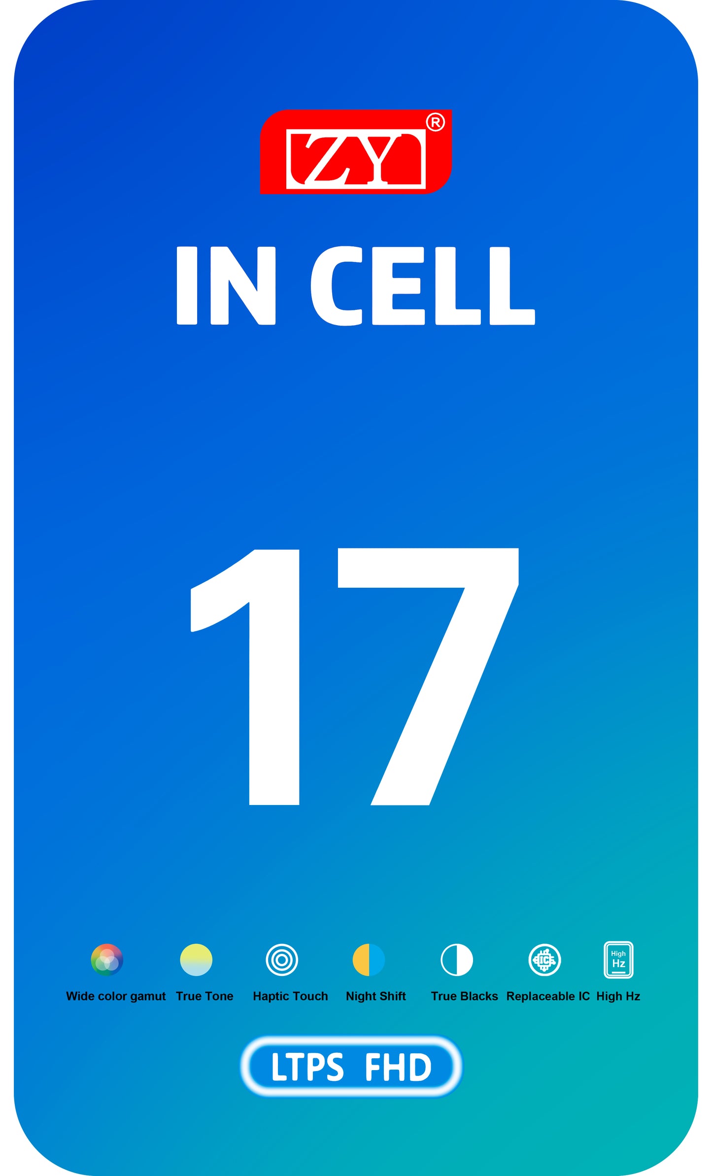 Display mit Touchscreen ZY für Apple iPhone 17, mit Rahmen, LCD In-Cell IC Movable Version, Schwarz