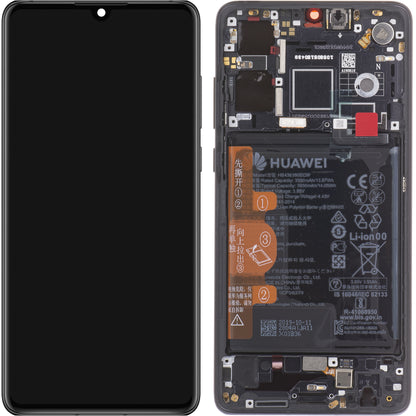 Huawei P30 Touchscreen-Display, mit Rahmen und Akku, Schwarz, Service Pack 02354HLT