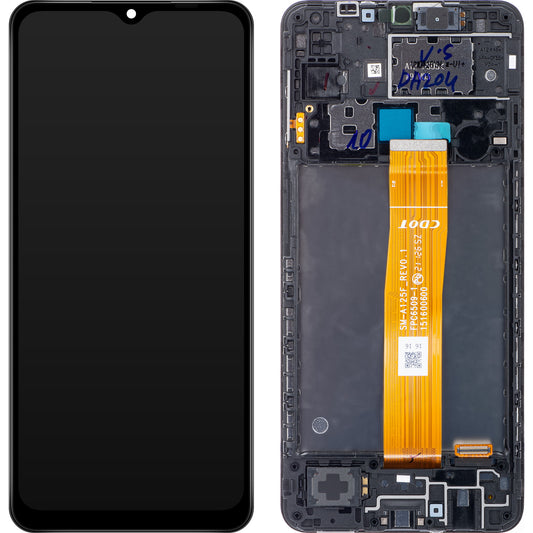 Touchscreen Display Samsung Galaxy A12 A125, mit Rahmen, Schwarz, Service Pack GH82-24491A