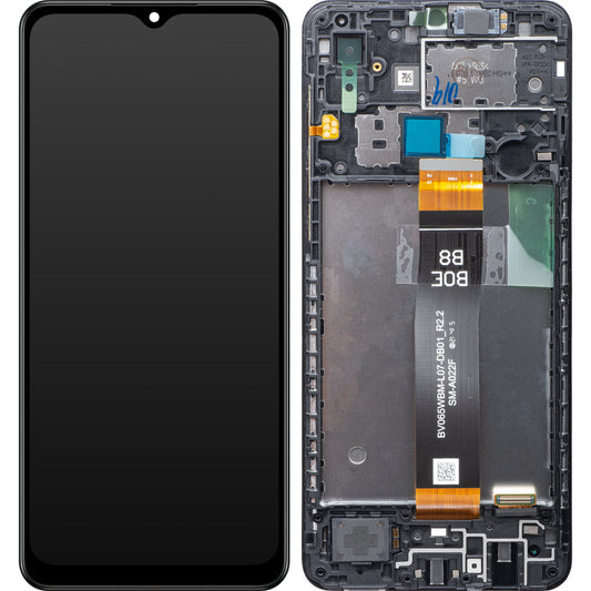 Touchscreen Display Samsung Galaxy A02 A022, with Frame, Black, Service Pack GH82-25249A