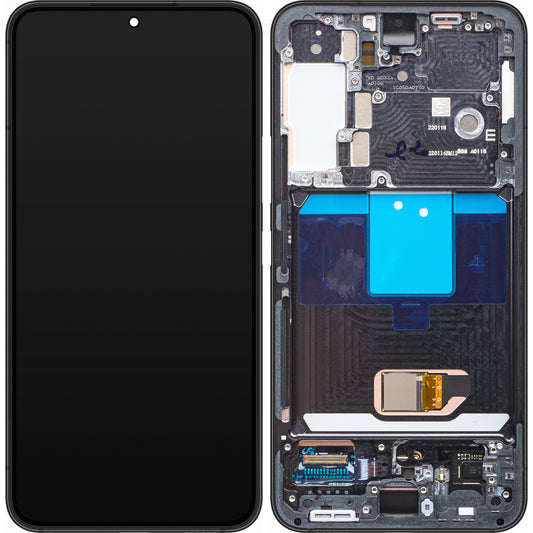 Touchscreen Display Samsung Galaxy S22 5G S901, mit Rahmen, Schwarz, Service Pack GH82-2757521A