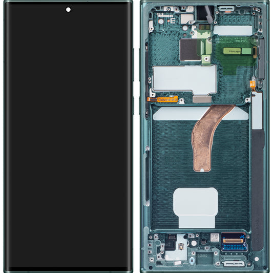 Touchscreen Display Samsung Galaxy S22 Ultra 5G S908, mit Rahmen, Grün, Service Pack GH82-27488D