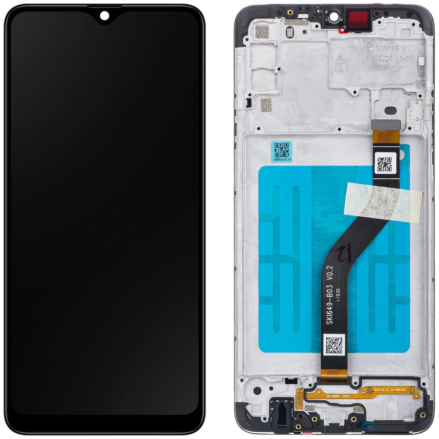 Display mit Touchscreen Samsung Galaxy A20s A207, mit Rahmen, Schwarz, Service Pack GH81-17774A