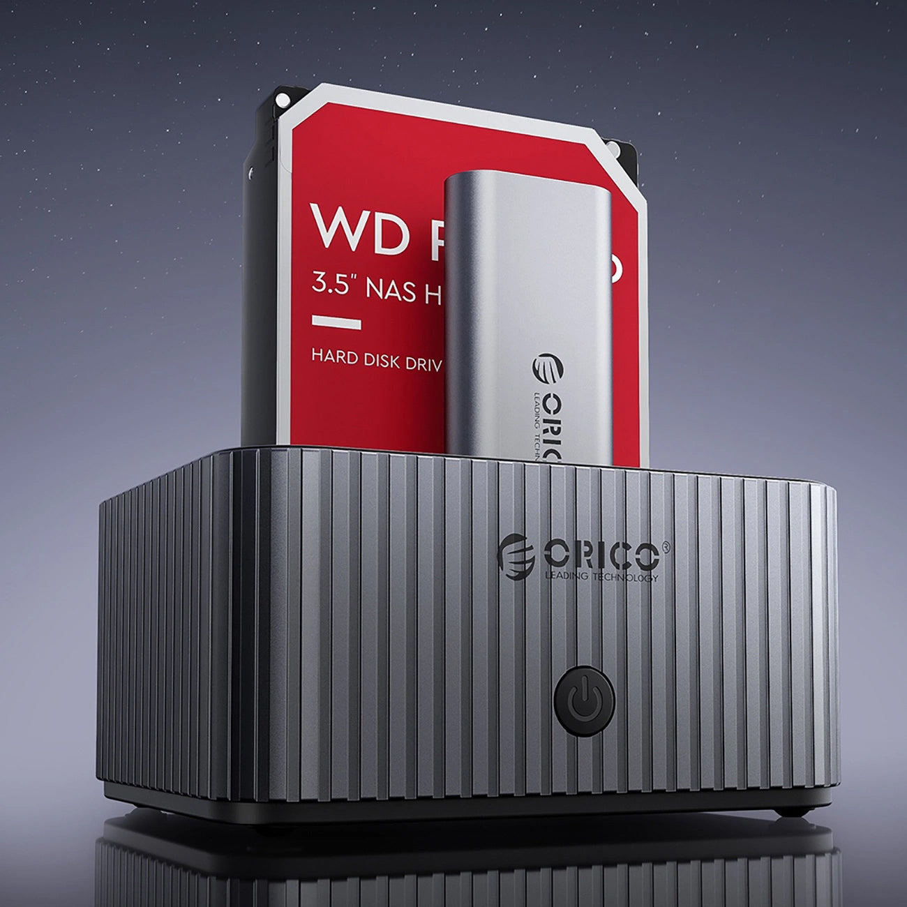 Orico IT28E-C Dockingstation für HDD / SSD SATA 2,5 Zoll / 3,5 Zoll - SSD SATA M.2 NVMe, Grau