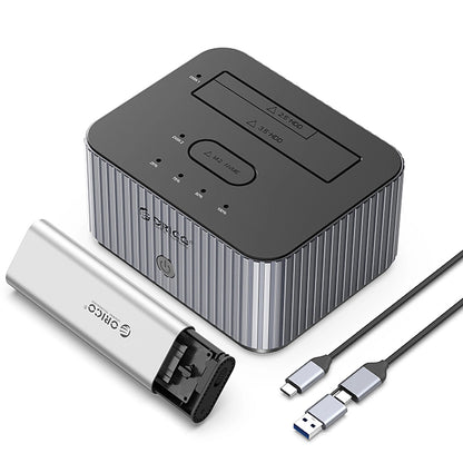 Orico IT28E-C Dockingstation für HDD / SSD SATA 2,5 Zoll / 3,5 Zoll - SSD SATA M.2 NVMe, Grau