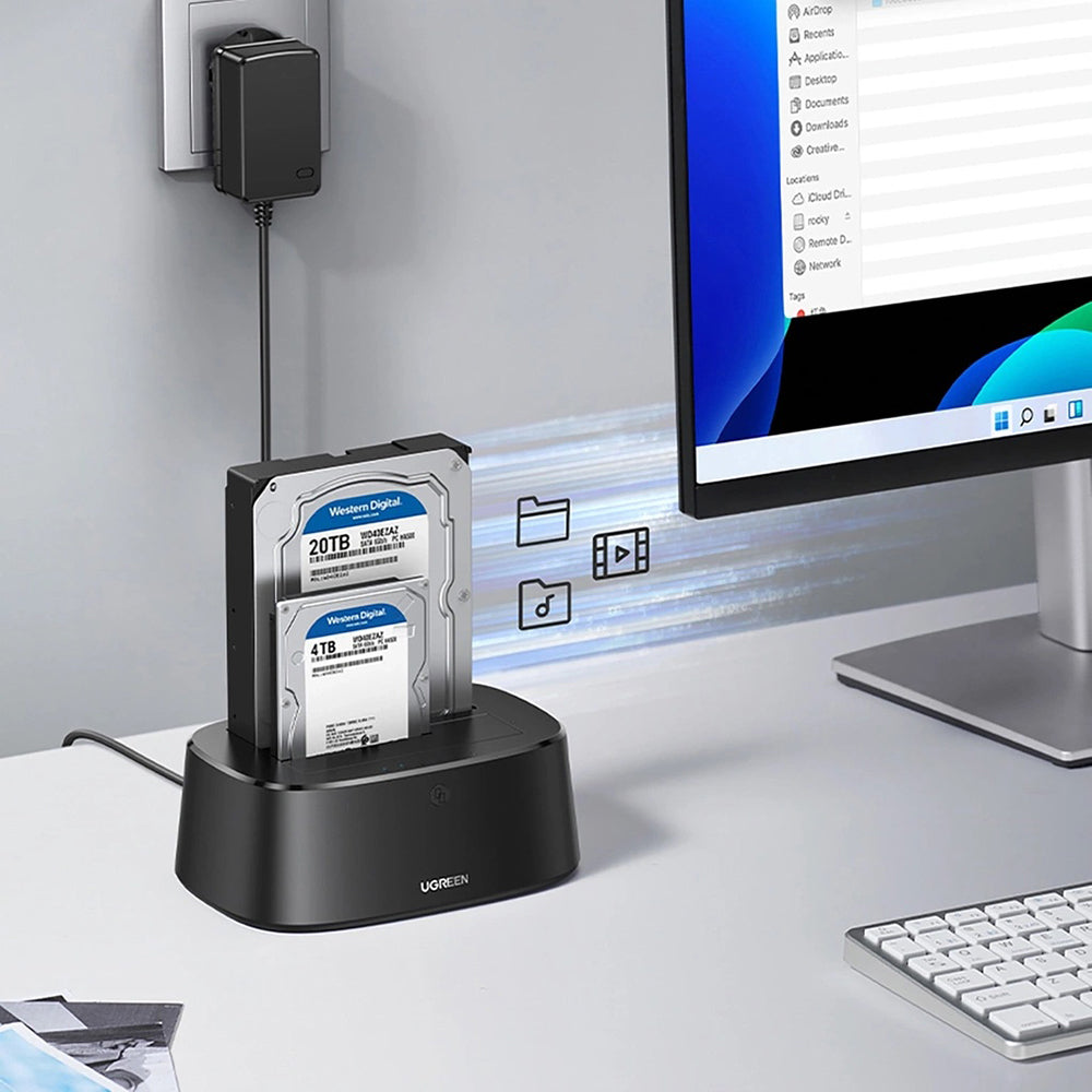 UGREEN CM198 Dockingstation (50857) für HDD / SSD SATA 2,5 Zoll / 3,5 Zoll, Schwarz