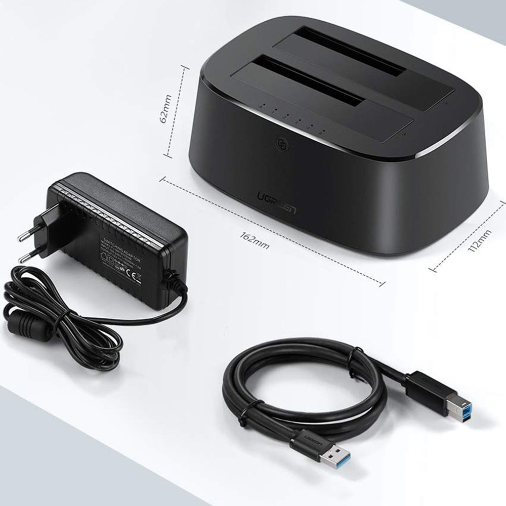 UGREEN CM198 Dockingstation (50857) für HDD / SSD SATA 2,5 Zoll / 3,5 Zoll, Schwarz