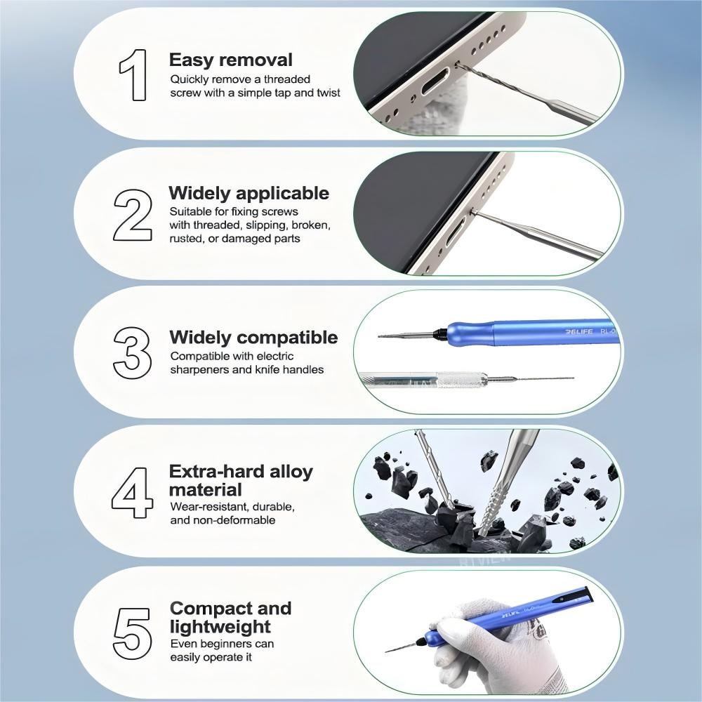Extractor-Bit Relife TX1 zum Herausdrehen abgebrochener Schrauben, 2in1
